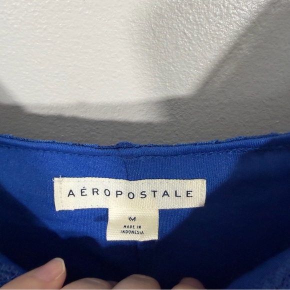 Aeropostale Solid V-Neck Lace Cami Dress Blue Slip Dress Y2K 90s Ruffle Hem - Picture 11 of 12